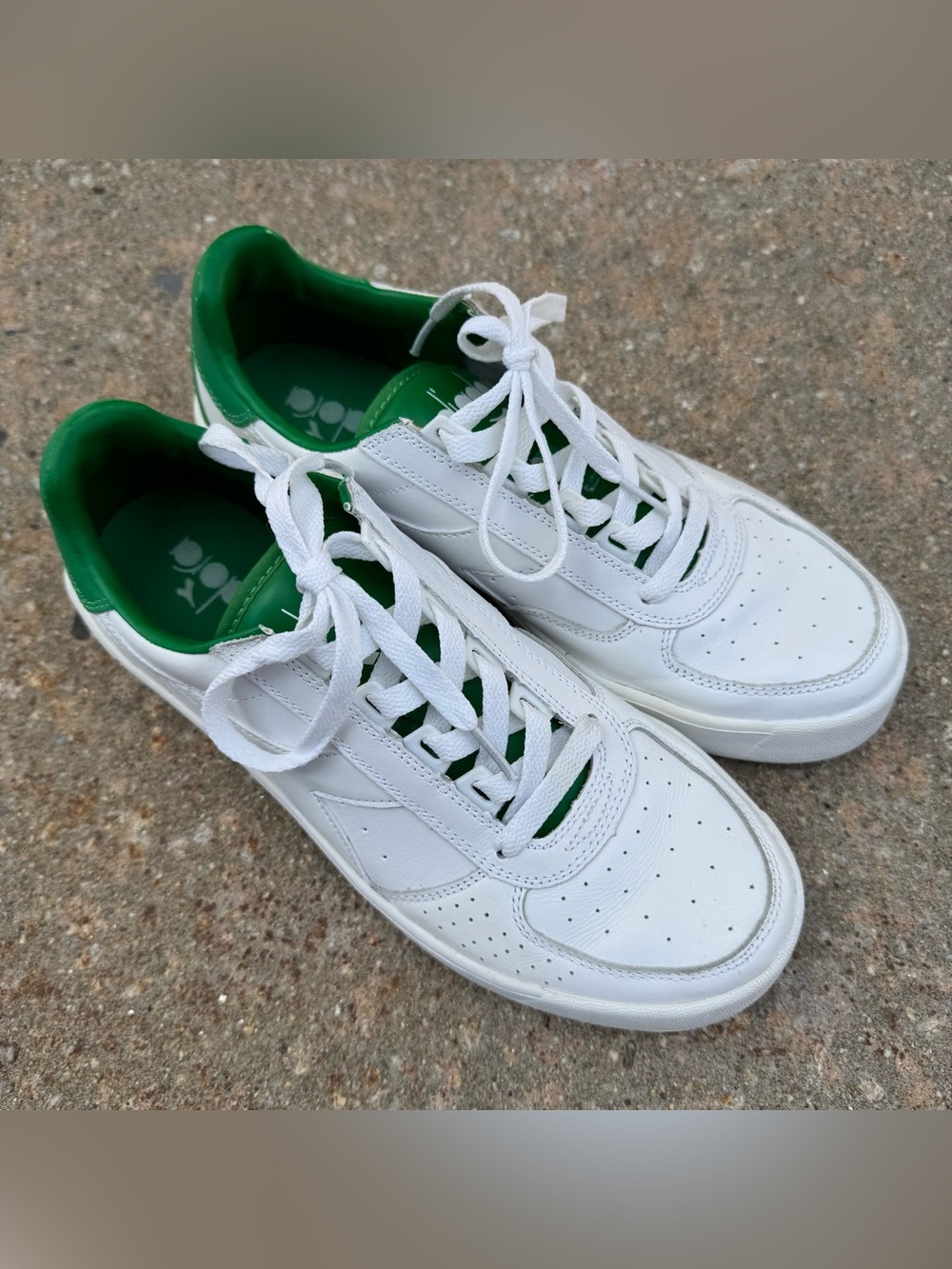 Diadora B Elite Italia Sport Shies Men Size 8 US White Leather Sneakers Italy - Picture 2 of 9
